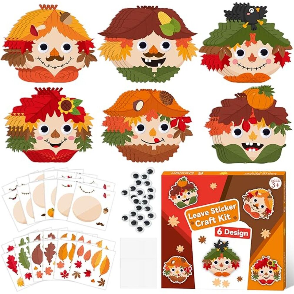 8 packs  Fall Leave Scarecrow Sticker Art Craft -‎ Autumn Scarecrows